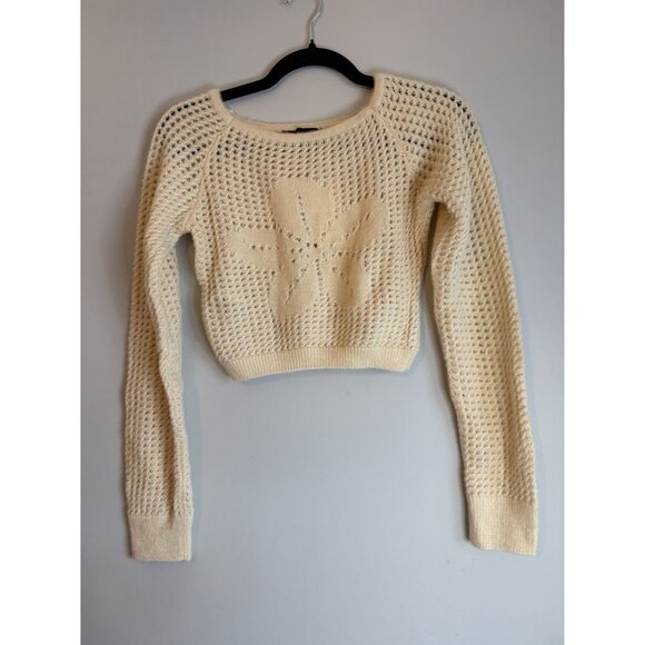 NWT MANGO Open Work Boat Neck Sweater Cream Sz S [jb] - Picture 9 of 10